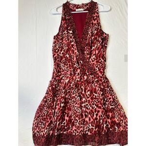 Ramy Brook pink/red animal print v-neck dress, size 4